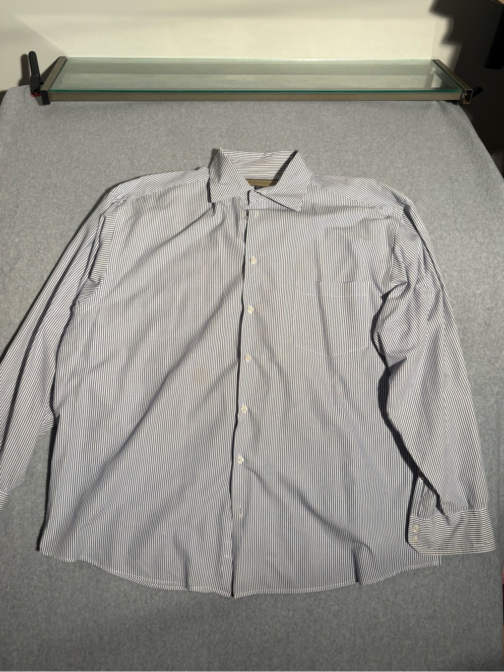 Naturalife Men’s XXL Dress Shirt Blue/White Striped Classic Fit 17x34/35